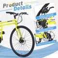 21 Speed Folding Hybrid Bike Disc Brake 700C Road Bike For Men Women'S City Bicycle Cycling Yellow Garden & Outdoor Aluminium