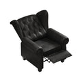 Modern Tufted Push Back Armchair Technical Leather Chair, Adjustable Single Sofa Chair With Sturdy Wood Legs For Bedroom, Living Room, Small Space Color:Black Black Primary Living Space Mid Century