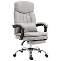 Vinsetto Microfibre Executive Massage Office Chair, Swivel Computer Desk Chair, Heated Reclining Computer Chair With Lumbar Support Pillow, Light Gray Light Grey Polyester