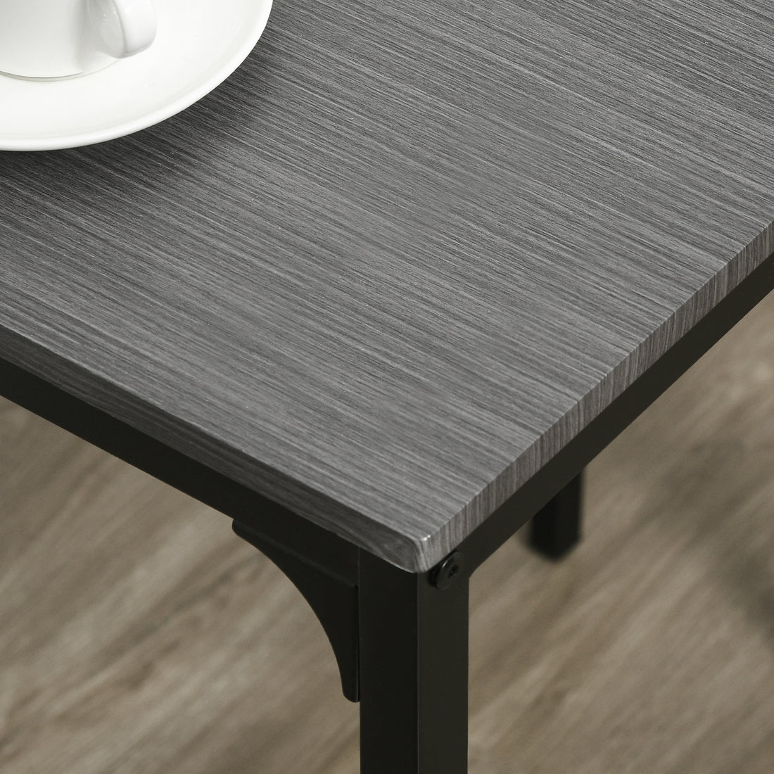 Homcom 3 Piece Bar Table And Chairs, Industrial Dining Table Set For 2, Counter Height Kitchen Table With Bar Stools, Breakfast Table Set For 2 For Small Space, Gray Grey Mdf