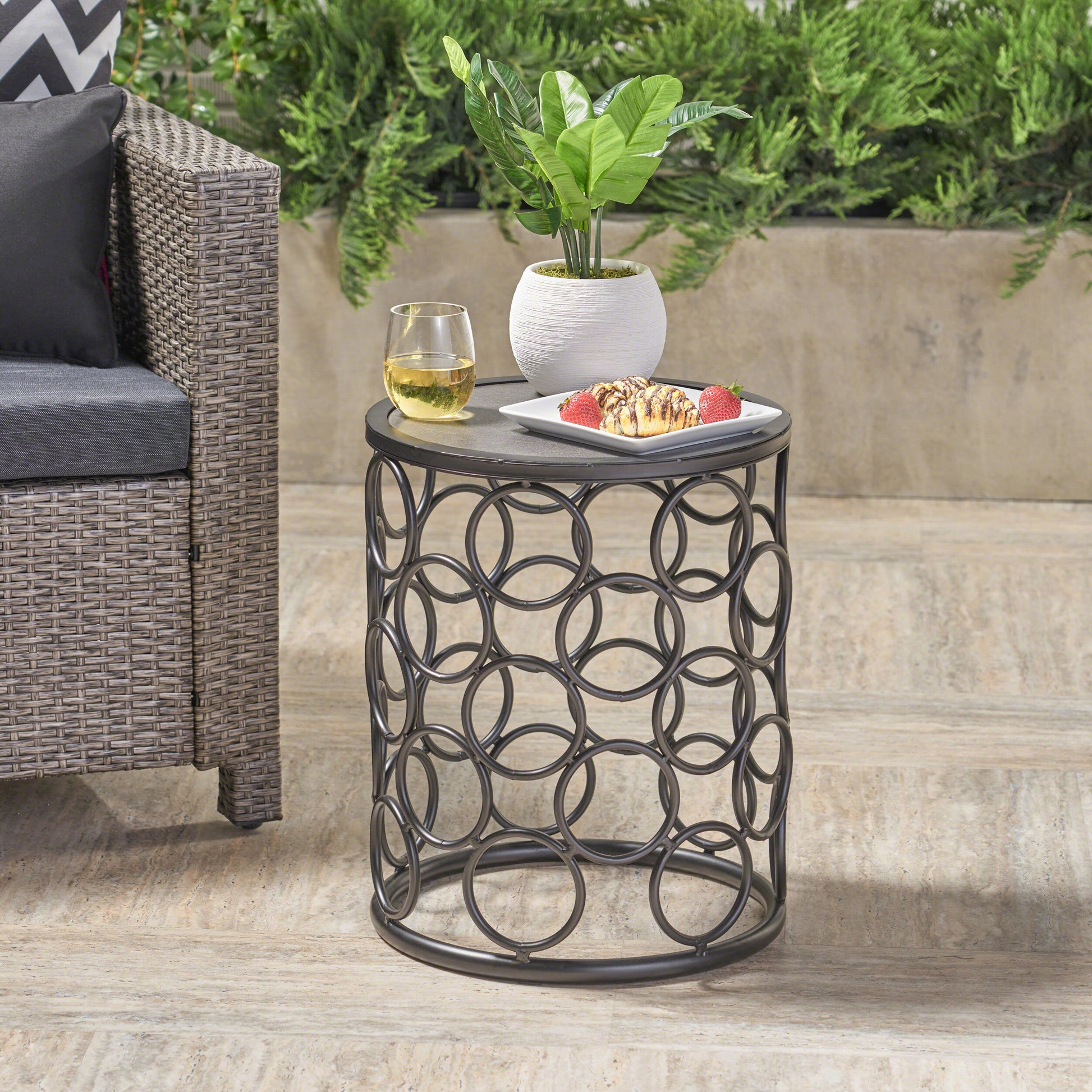 Side Table - Grey Black Metal