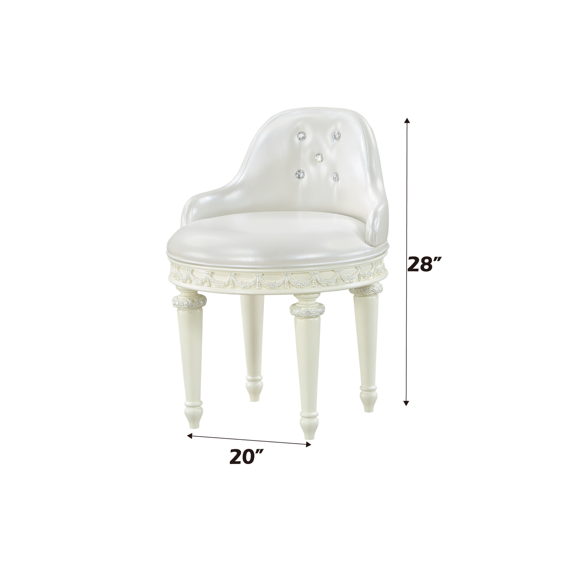 Dorothy Chair W Swivel, Pearl White Synthetic Leather & Ivory Bd02272 Ivory Wood