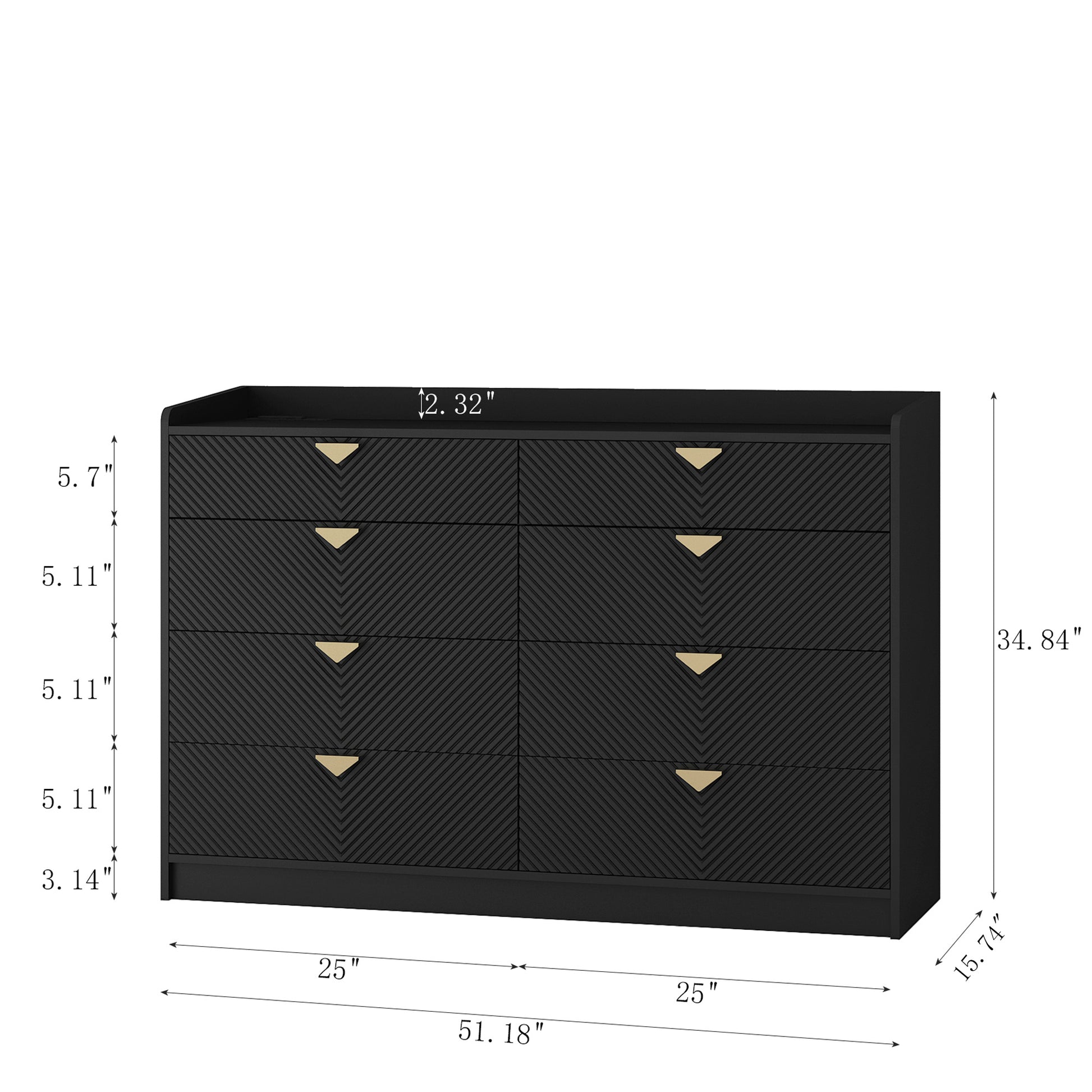 black 8 drawer double dresser FUFU&GAGA Black 8-Drawer 63 in. W Wood Double Dresser Chest of Drawers Bedroom Storage Organizer in With High Gloss and LED Lights
