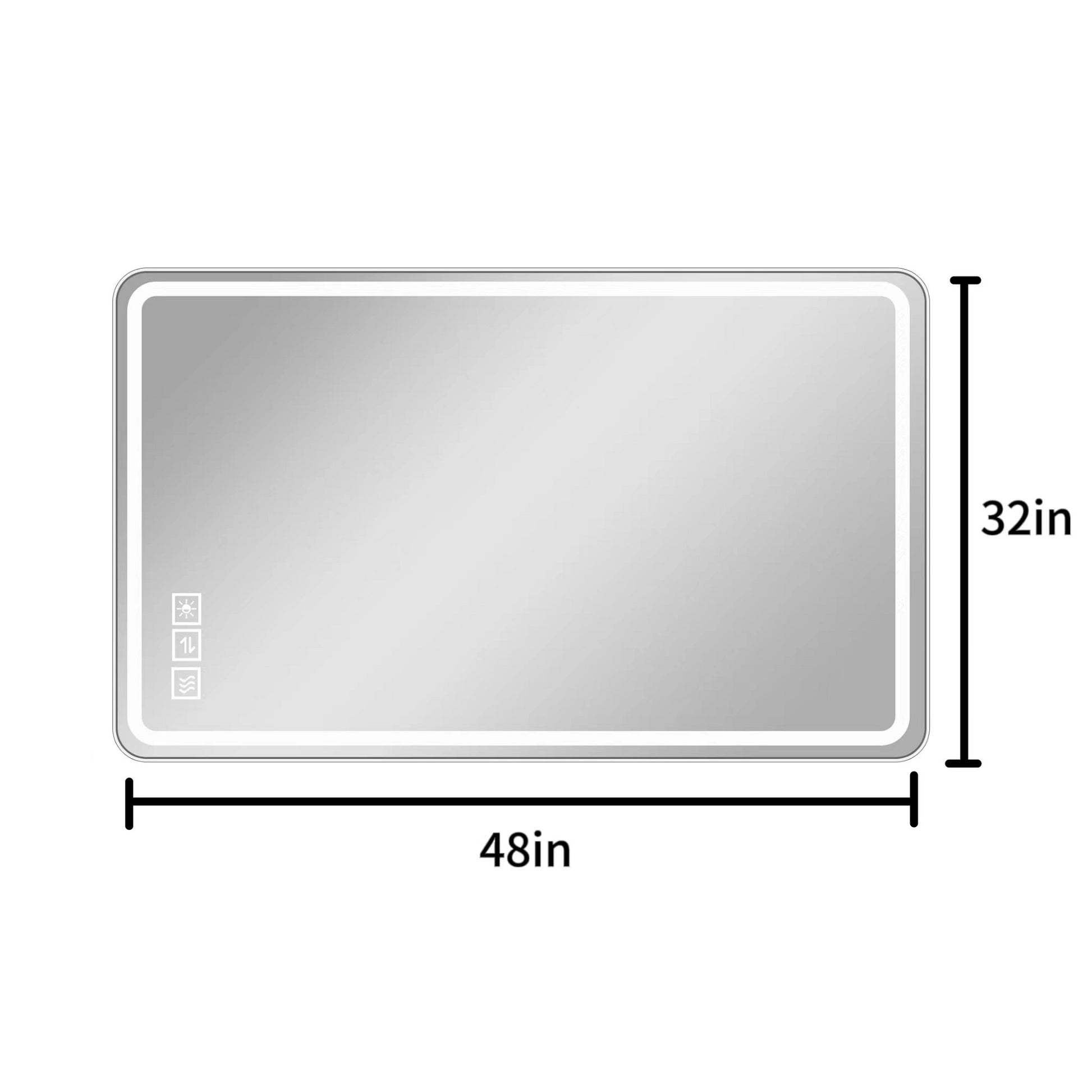 48*32 Inch Bathroom Mirror With Led Lightsanti Fog Lighted Vanity Mirrors For Wall Mounted, 3 Colors And 5 Level Dimmable, Horizontal Vertical Clear Modern Glass