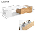 47.2'' 57''W Extendable Coffee Table With 2 Storage Drawers, Dual Tone Wood Center Table With Extendable Sliding Tabletop, Multi Functional Hidden Storage Sofa Table For Living Room, White White Primary Living Space Drawers Rectangular Particle Board Mdf