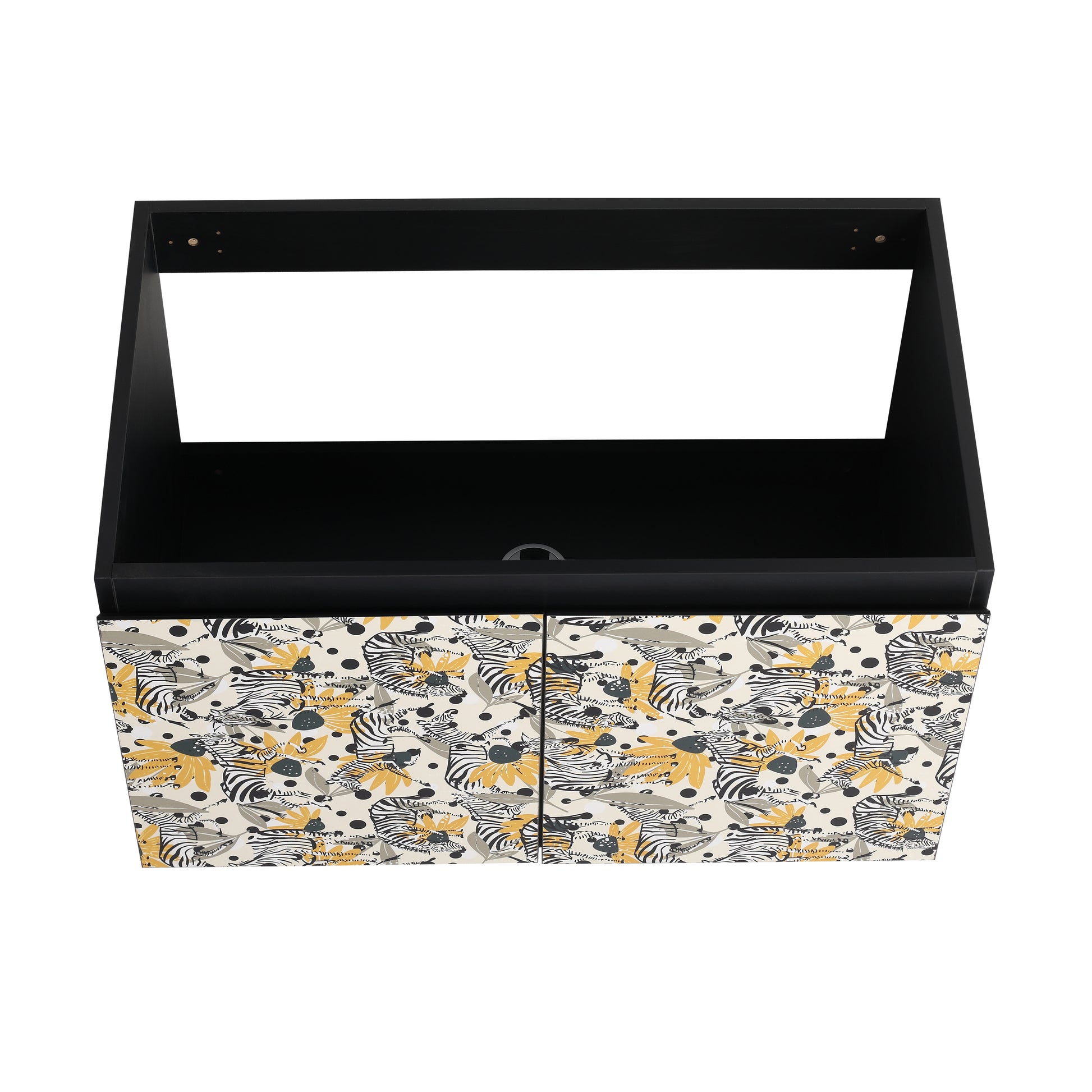 30'' Floating Wall Mounted Bathroom Vanity With Ceramics Sink & Soft Close Cabinet Door, Kd Package Black Bathroom Modern Plywood