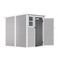 6X6 Ft Storage Shed, Waterproof Resin Outdoor Storage Shed With Floor & Window & Lockable Doors And Vents, Tool Shed For Bike, Garden, Backyard,Lawn, All Weather Use, Light Grey Gray Primary Living Space Polypropylene