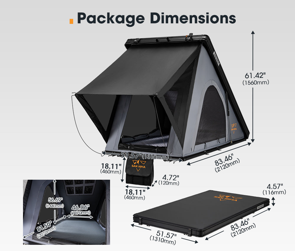 San Hima Hotham Light Lightweight Roof Top Tent W O Cross Bars Black Modern Aluminium,Oxford Fabric