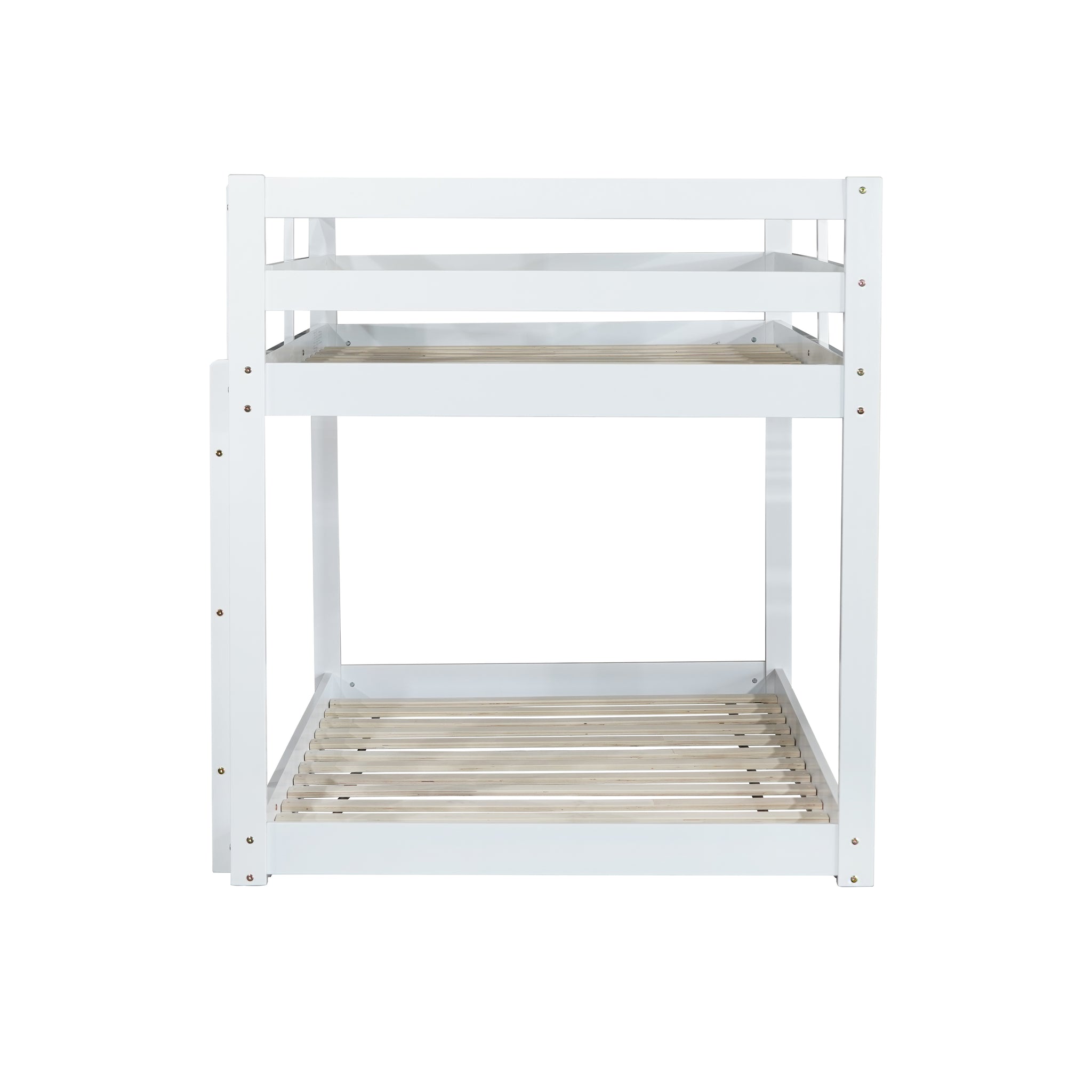 Solid Woodensolid Rubber Wooden Twin Over Twin Loft Bed With Ladder ,Upper And Bottom Bed Platforms Crafted With Strengthened Slats, White Twin White Rubber Wood