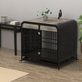 Heavy Duty Dog Crate Furniture Wooden Table Pet Dog Cage Kennel House Indoor Side End Table Decor With Removable Trays And Lockable Wheels For Medium And Large Dogs 42