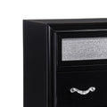 Wooden 5 Drawer Chest, Black Black Wood