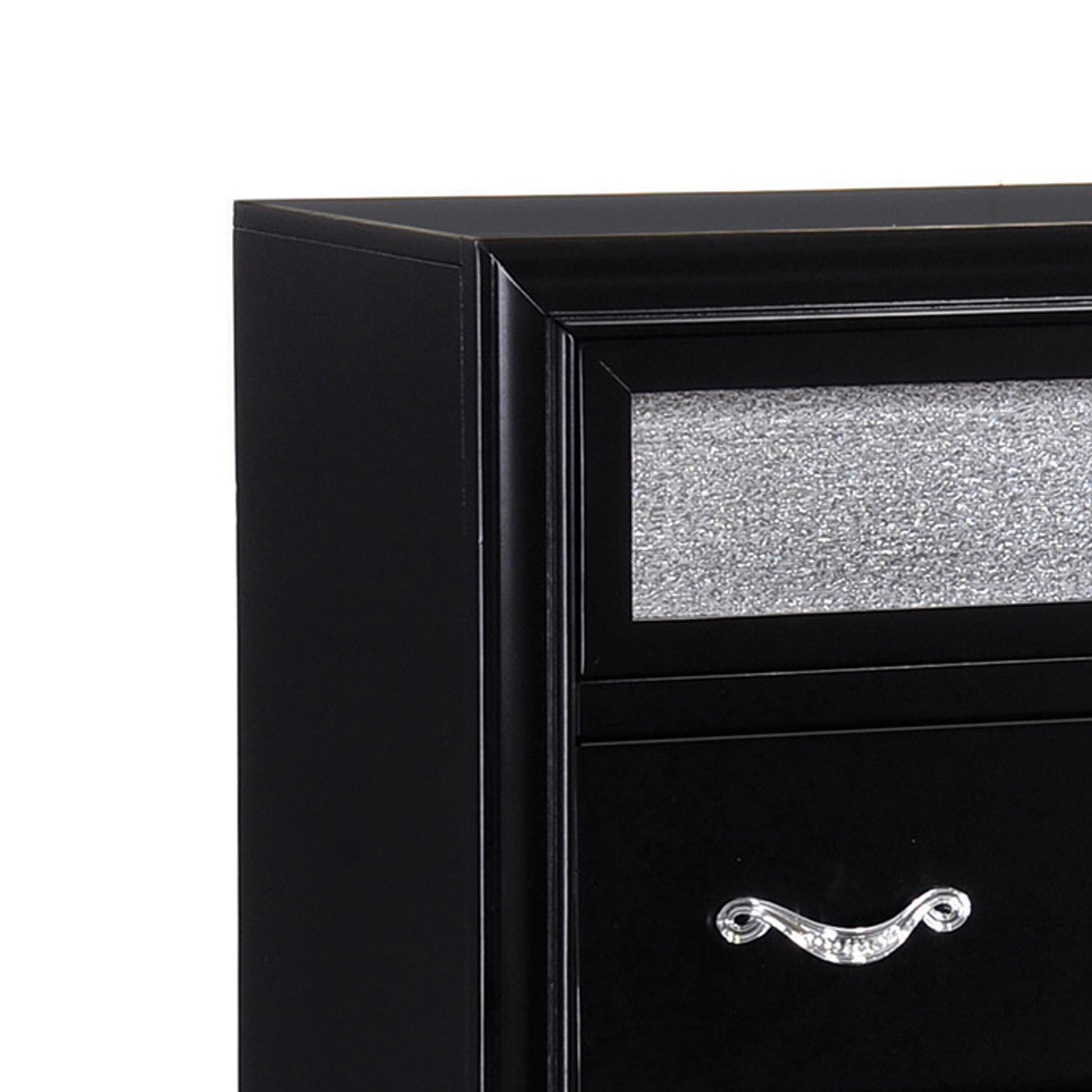 Wooden 5 Drawer Chest, Black Black Wood