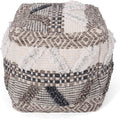 Woven Wool Pouf Multi Fabric