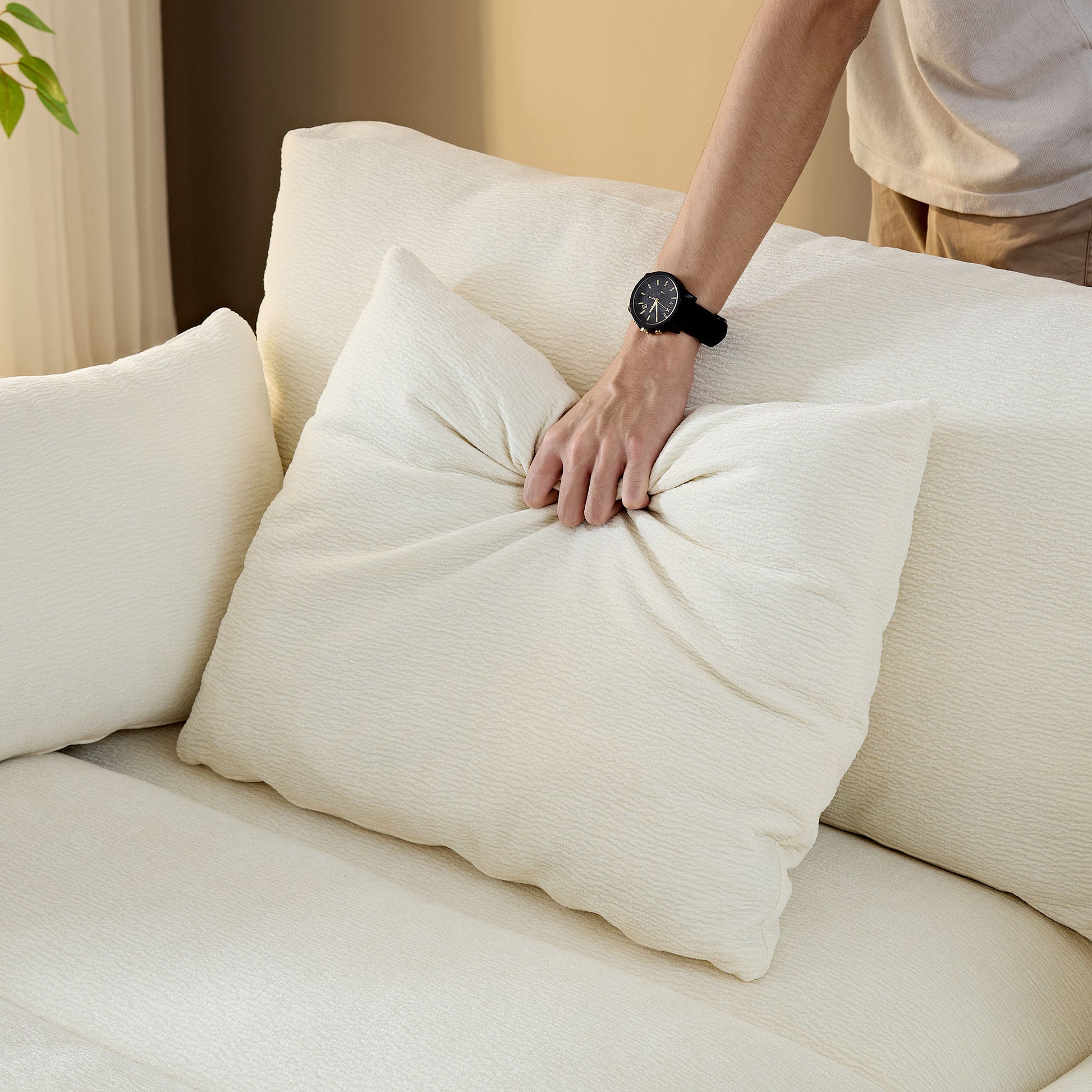 Comfor Daybed With Over Wide Sofa Bed,Modern Design Fabric Beanbag With Arms,Beige Beige Fabric 2 Seat