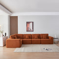 Luxury Modern U Shaped Sectional Sofa Couch, Large Modular Sherpa Fabric Couch For Living Room, High Density Foam, Comfortable, Easy Assembly, Perfect For Families And Entertaining Guests Orange Medium Soft Foam Sherpa 5 Seat