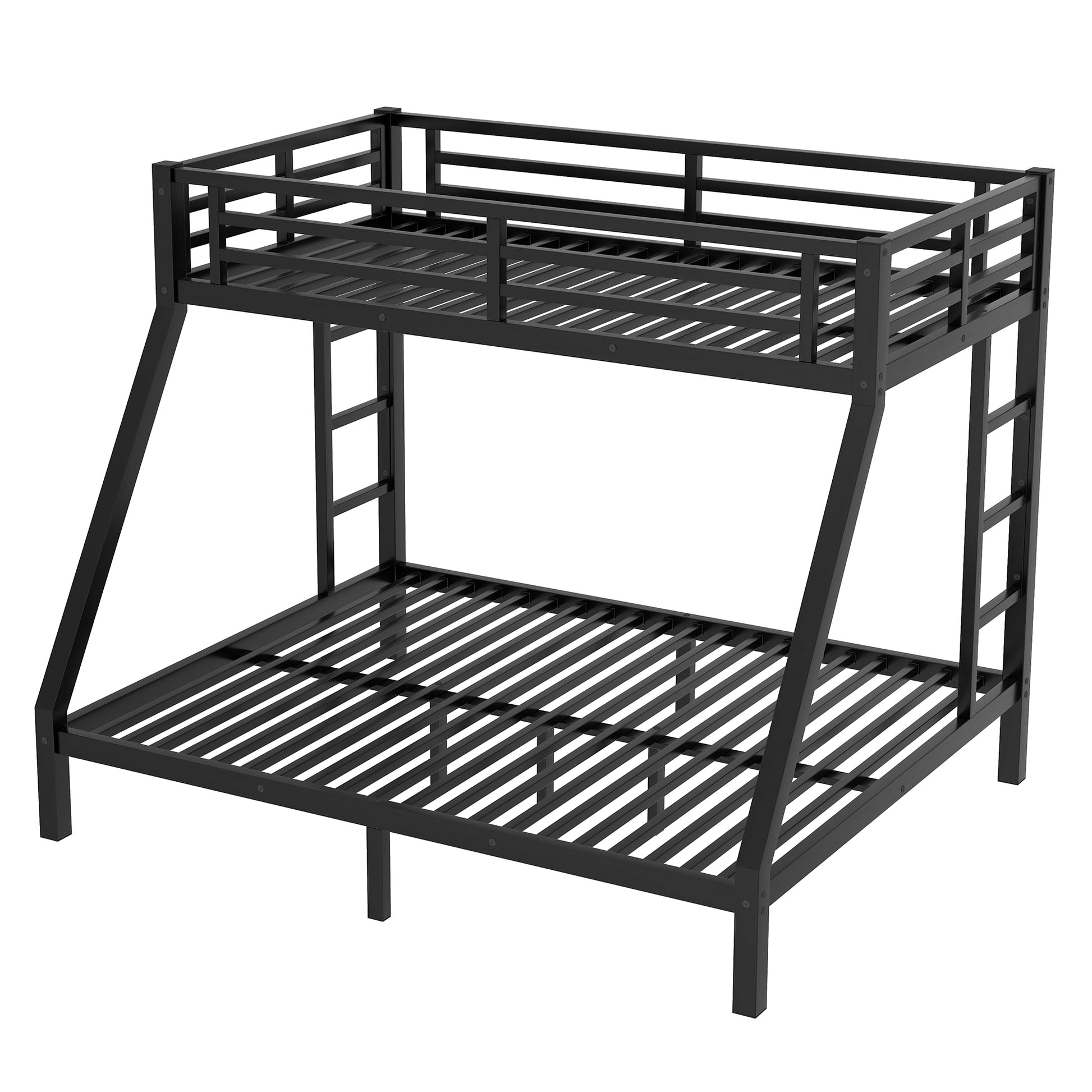 Metal Twin Xl Over Queen Bunk Bed For Teens And Adults,Space Saving Noise Reduced No Box Spring Needed,Black Twin Xl Black Metal