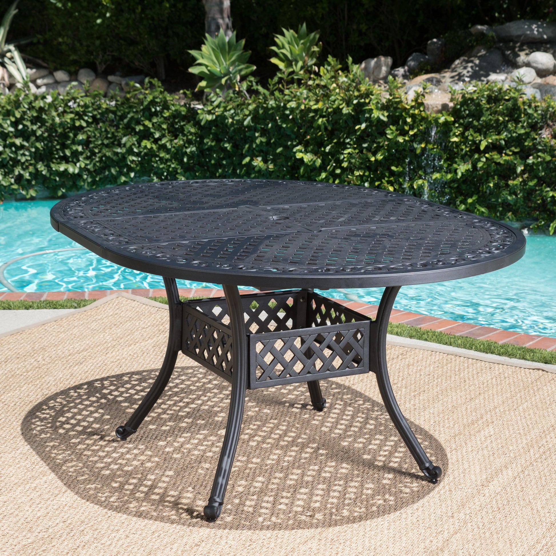 Outdoor Expandable Aluminum Dining Table, Black Sand black-aluminium