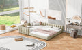 Queen Size & Twin Xl Size Upholstered Platform Bed, Mother & Child Bed, Pu Leather, Beige Beige Pu Leather