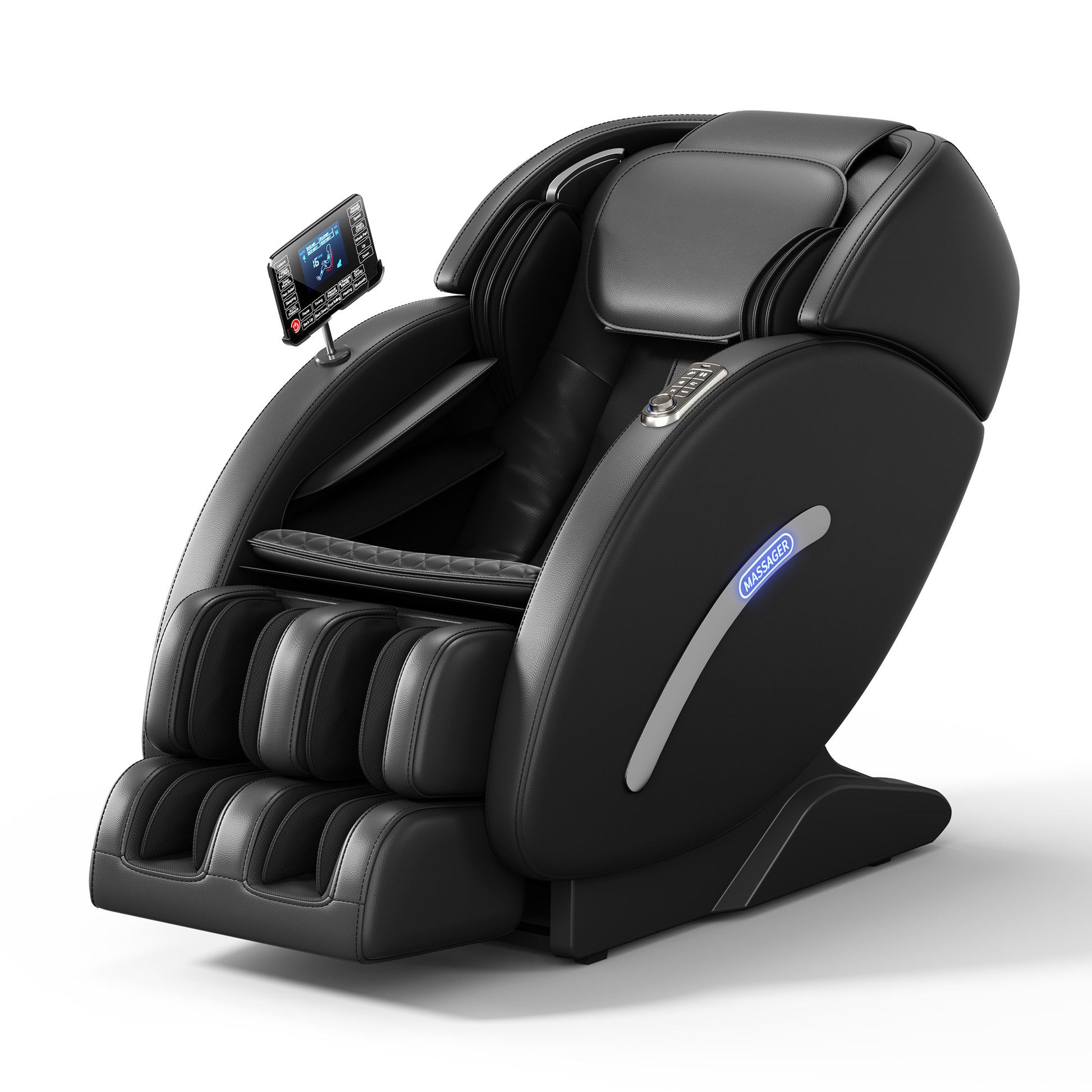 Full Body Massage Chair, Full Body Zero Gravity With 3D Massage Mechanism, 6 Auto Massage Mode, Waist And Calf Heater, Foot Roller, Bluetooth Speaker Black Black Power Remote Metal Primary Living Space Medium Duty Luxury,Modern Push Button Polyurethane