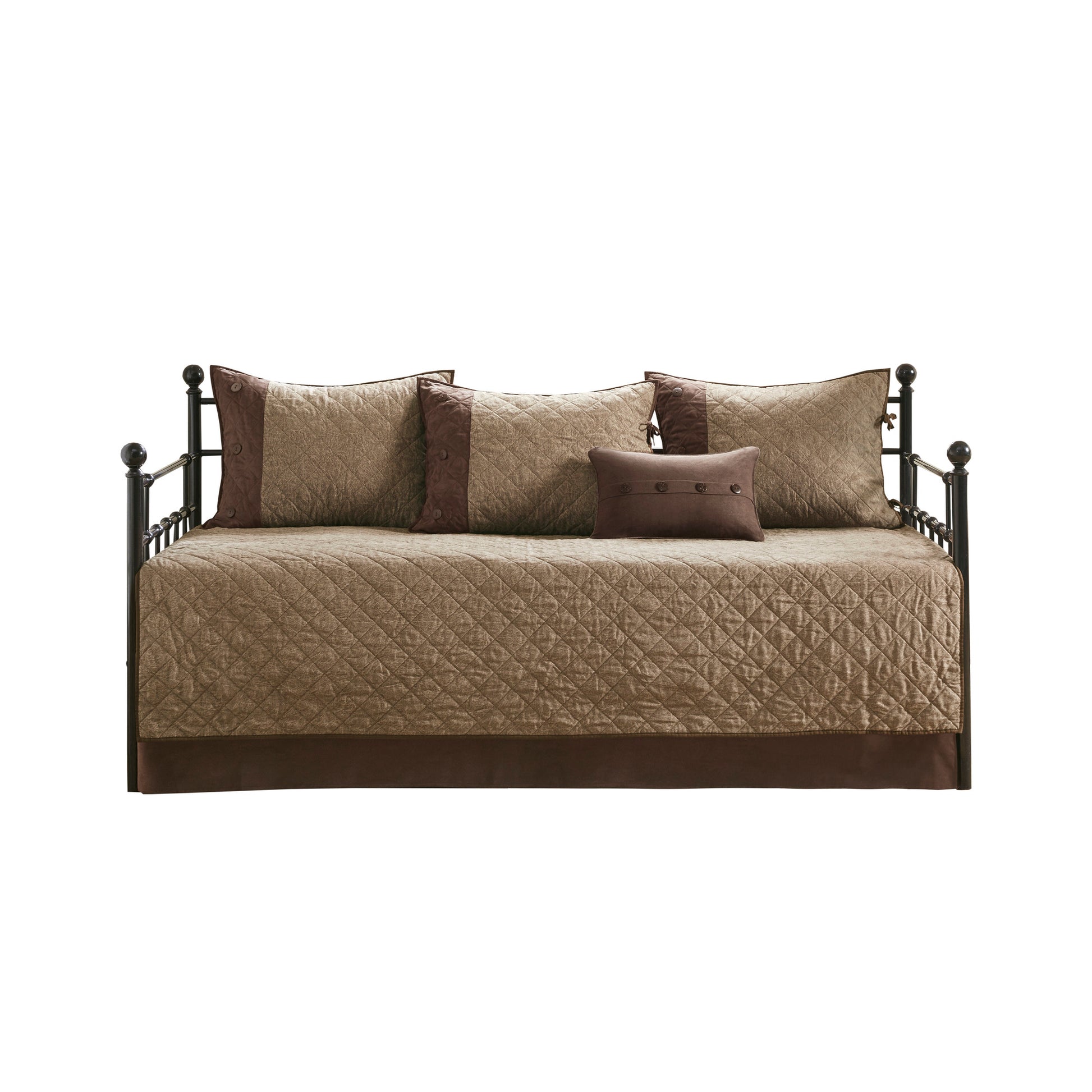 6 Piece Reversible Daybed Cover Set Brown Daybed Brown Microfiber