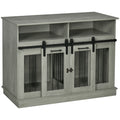 Pawhut Dog Crate Furniture For Large Dogs Or Double Dog Kennel For Small Dogs With Shelves, Sliding Doors, 47