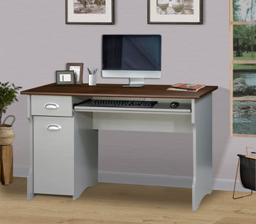 47" Writing Desk "Elegant Two Tone Writing Desk With Storage Contemporary Gray And Rosewood Finish, Sturdy Office And Home Workstation" Multicolor Solid Wood