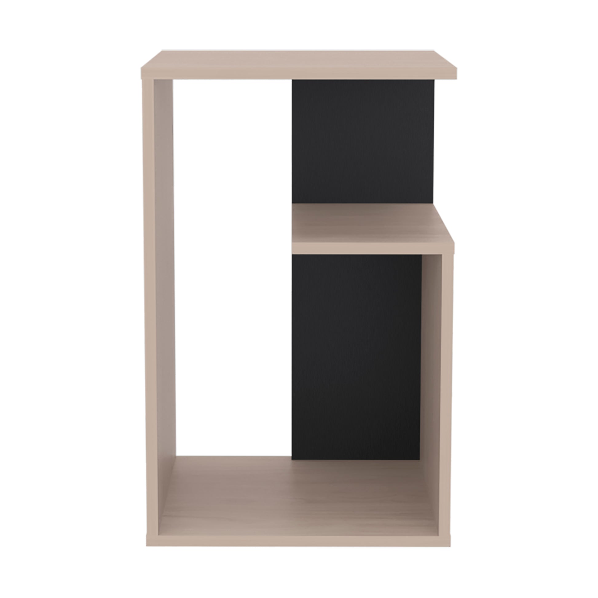 Everet 25" High 3 Tier Open Shelves Night Stand Beige Black,Multicolor Bedroom Open Storage Modern Shelf Particle Board