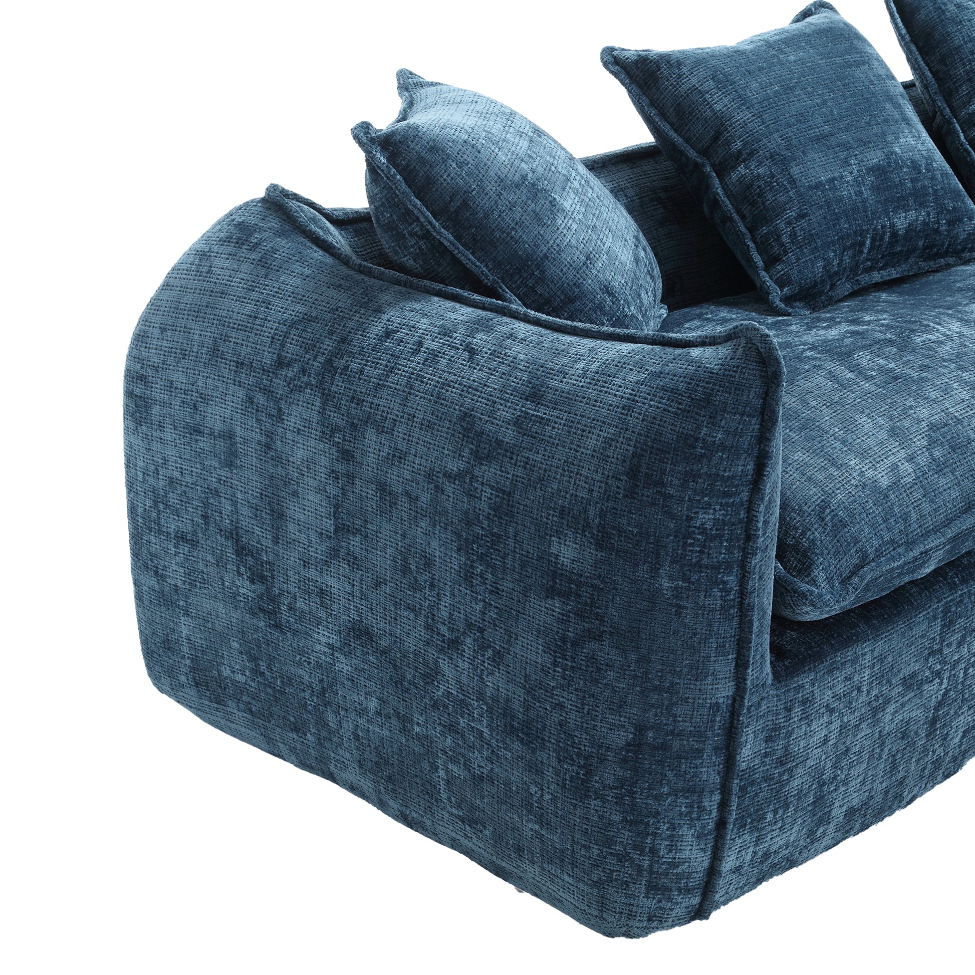 Modular Sectional Sofa, U Shaped Couch With Sofa For Five & Pillows, Modern Minimalist Chenille Fabric Large Comfy Cloud Sofas, Living Room Furniture Sets Navy Chenille 5 Seat