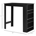 Homcom Modern Bar Table Counter Height Dining Table With 3 Storage Shelves For Kitchen, Dining Room, Living Room, Black Black Particle Board