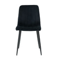 Indoor Black Velvet Dining Chair, Modern Kitchen Dining Chair With Cushion Back, Upholstered Side Chair With Black Coated Metal Legs, Family Kitchen Dining Room And Living Room Set Of 4 Metal Black
