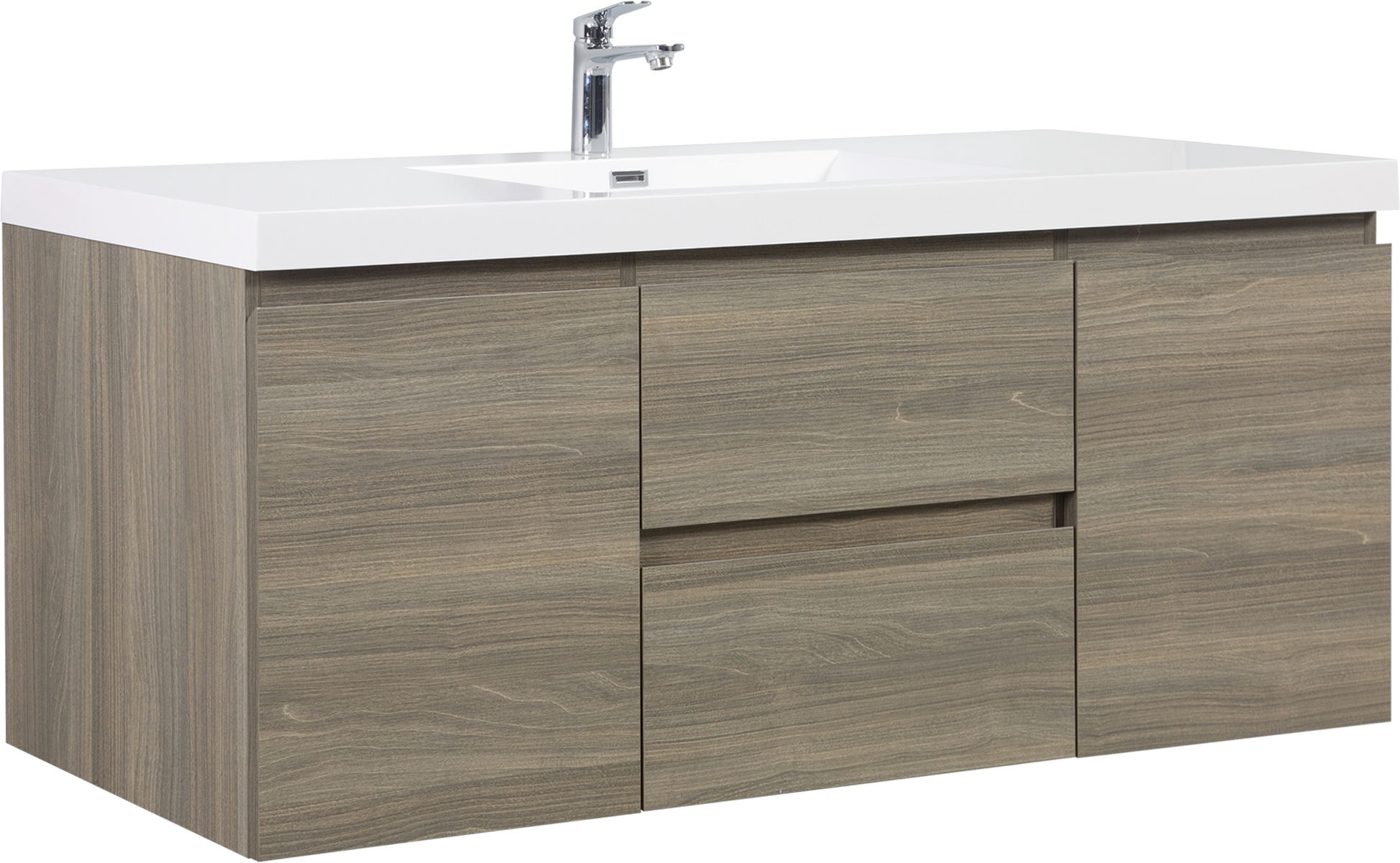 60" Floating Bathroom Vanity With Sink, Modern Wall Mounted Bathroom Storage Vanity Cabinet With Resin Top Basin And Soft Close Drawers, Ash Grey 24V11 60Sag 2 Grey 2 Bathroom Wall Mounted Melamine