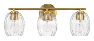 Luster Three Lights Vanity With Clear Glass For Bathrooms Above Mirror Wall Lamp Satin Brass Clear,Gold Brass,Glass