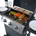 Propane Gas Grill 3 Burner Barbecue Grill, Stainless Steel 26,000 Btu Patio Garden Barbecue Grill With Two Shelves, Lid, Wheels And Bottle Opener Black Iron