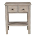 Transitional Nightstand With Two Drawers And Bottom Shelf, Gray Gray Wood