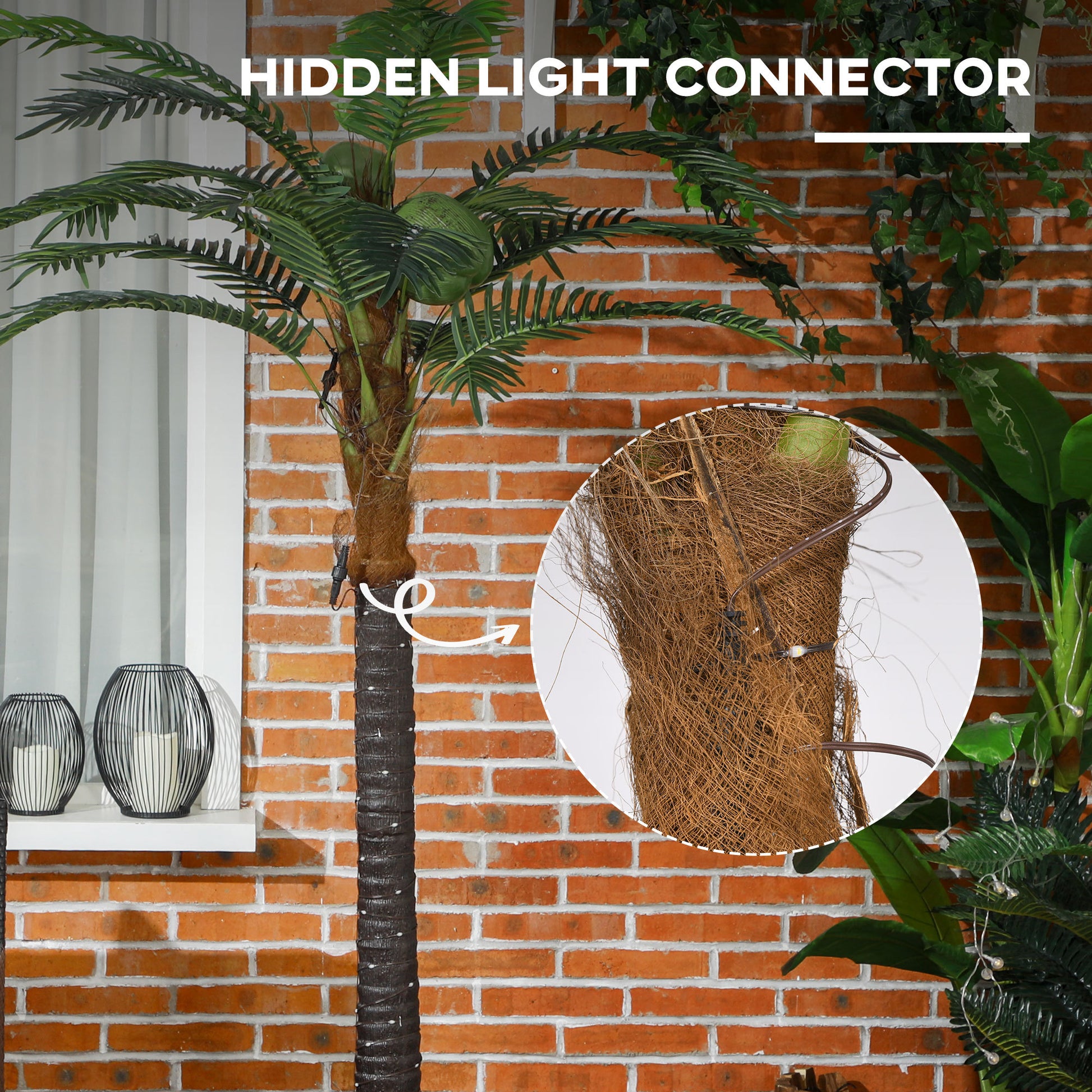 lighted palm tree with coconuts Outsunny 5' Artificial Lighted Palm Tree With 3 Coconuts, 200 Led Ligh
