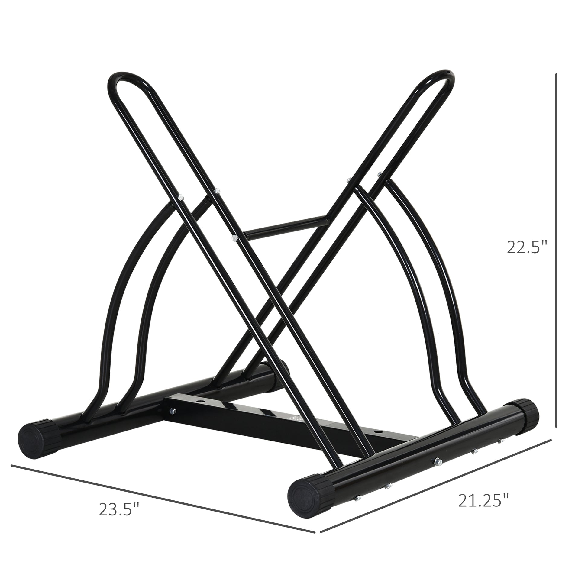 Soozier Bike Rack Floor Stand, 2 Bike Direction Adjustable Bicycle Park For Garage, Free Standing Storage Black Steel