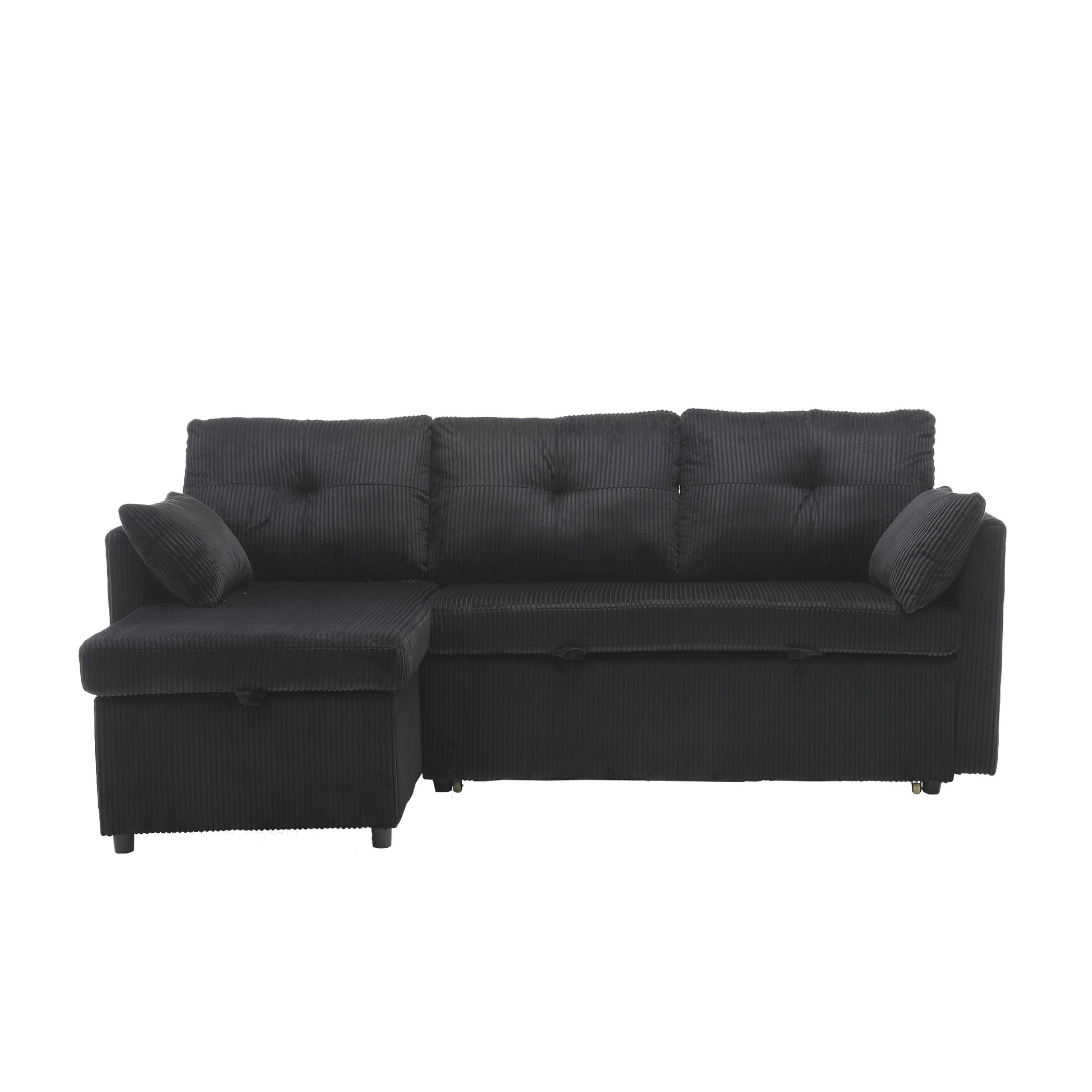 United We Win Furniture, Modular L Shaped Sofa, Modular Long Sofa With Reversible Chaise Lounge, Sofa Bed, Sleeper Sofa, Modular Sofa Combination With Storage Seats. Black Velvet 3 Seat