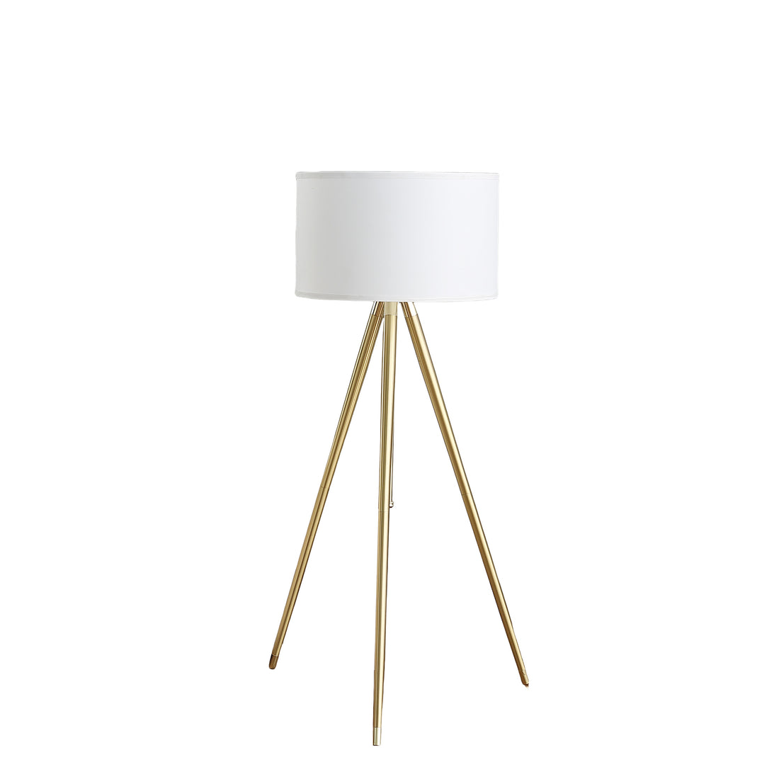 64" 47"H Adjustable Height Brass Shiny Gold Modern Tripod Floor Lamp For Living Room, Standing Lamp For Bedroom Gold White Fabric Metal