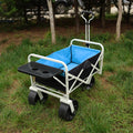 Folding Wagon Garden Shopping Beach Cart White White Black Blue Iron,Oxford Fabric