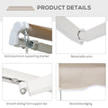 Outsunny 8' X 7' Patio Retractable Awning, Manual Exterior Sun Shade Deck Window Cover, Beige Beige Aluminum