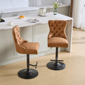 Aged And Retro Pu Swivel Barstools Adjusatble Seat Height From 25 33 Inch, Modern Bar Stools With Backs Comfortable Tufted For Home Pub And Kitchen Island Orange,Set Of 2 Orange American Design Bar Stools Set Of 2 Foam Pu Leather