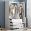 Open Wooden Wardrobe Storage For Bedroom, White White Particle Board