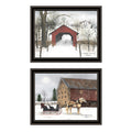 2 Piece Vignette Sleigh Ride To Grandma'S Black Framed Wall Art For Living Room, Bedroom Wall Art Print For Home Decor By Billy Jacobs Multi Wood Paper