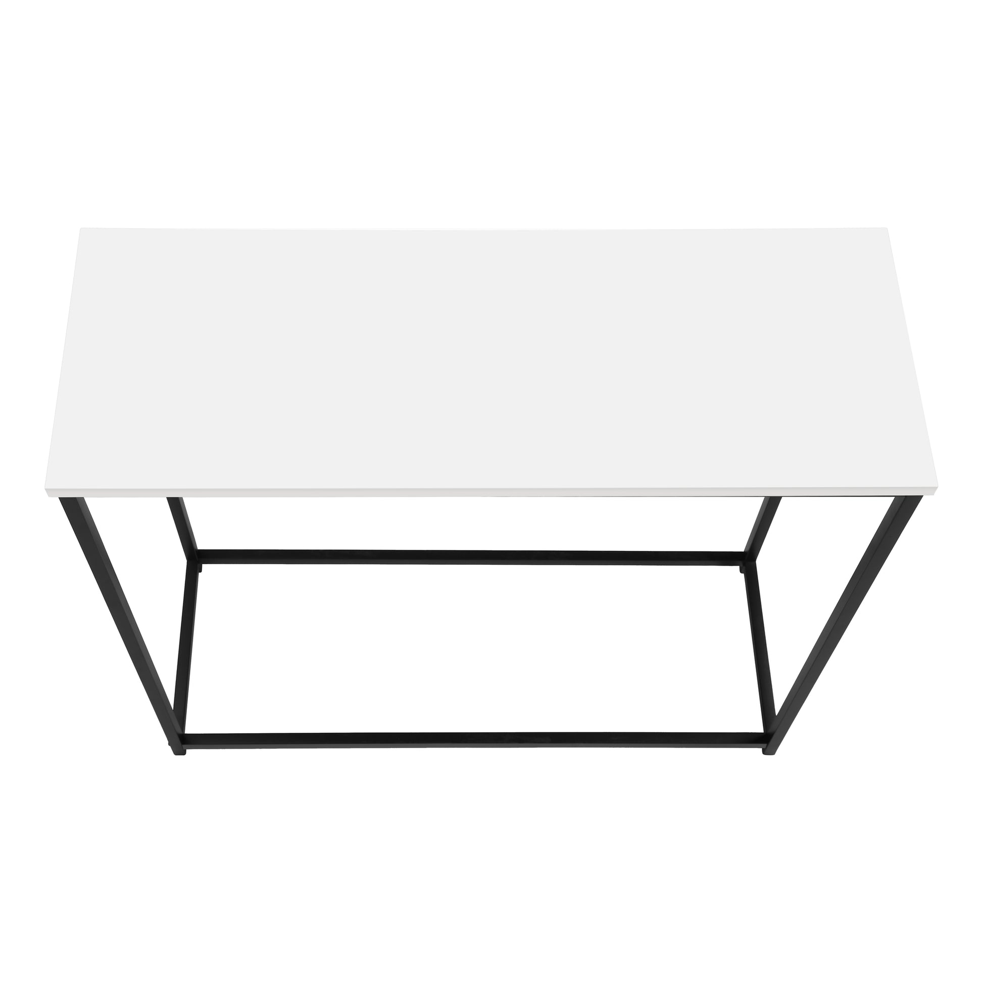 Accent Table, Console, Entryway, Narrow, Sofa, Living Room, Bedroom, White Laminate, Black Metal, Contemporary, Modern White Particle Board