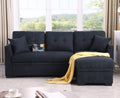 Sectional Sofa Bed L Shaped Sofa Couch Bed With Usb Port, Reversible Sofa Couch Sleeper With Pull Out Bed, Chaise With Storage, Pull Out Couch For Living Room Black Velvet 4 Seat