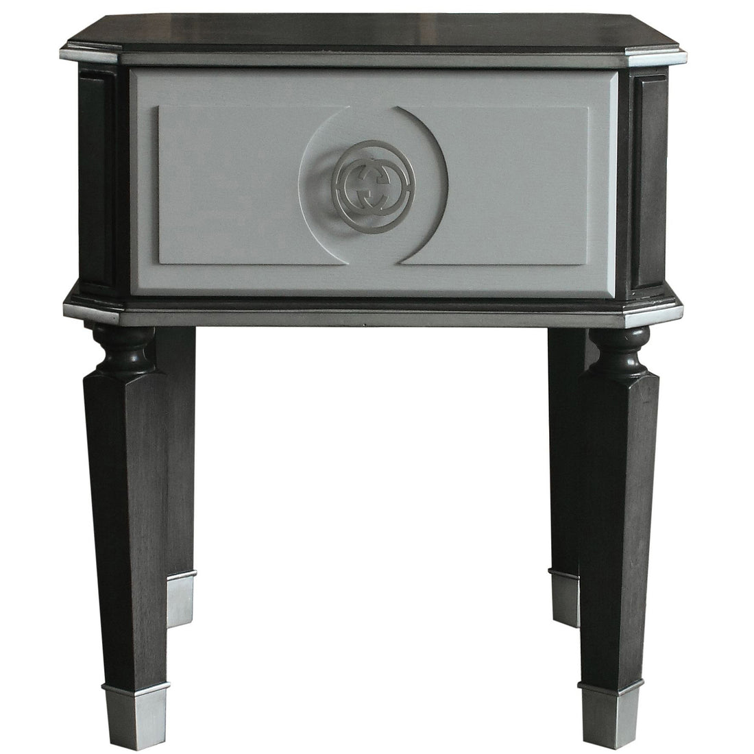 Charcoal And Light Grey End Table With 1 Drawer Charcoal Grey Primary Living Space Modern Drawers Wood