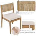 Multi Person Outdoor Acacia Wood Dining Table And Chair Set, Thick Cushions, Suitable For Balcony, Vourtyard, And Garden. Beige Acacia Wood