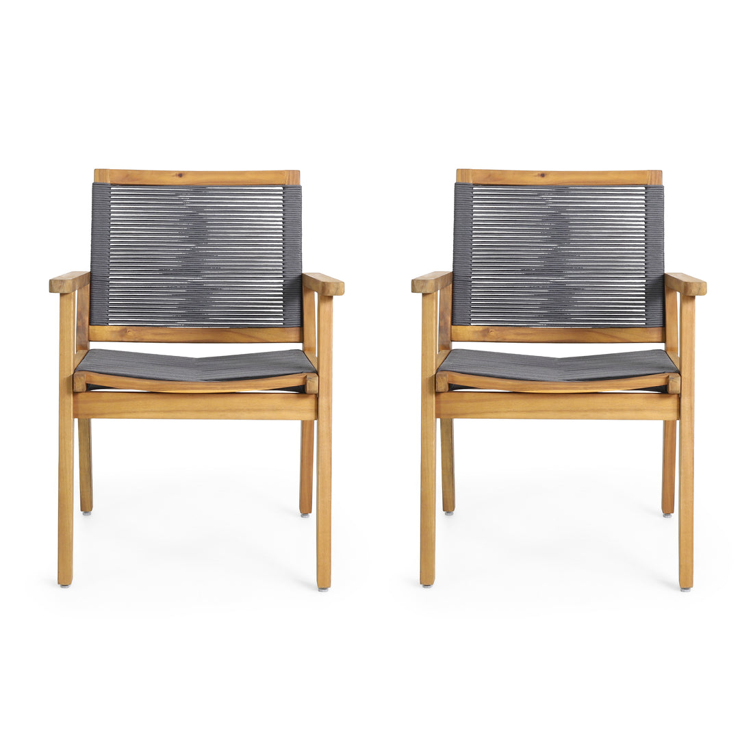 Mcgill Dining Chair Set Of 2 Dark Grey Acacia Wood