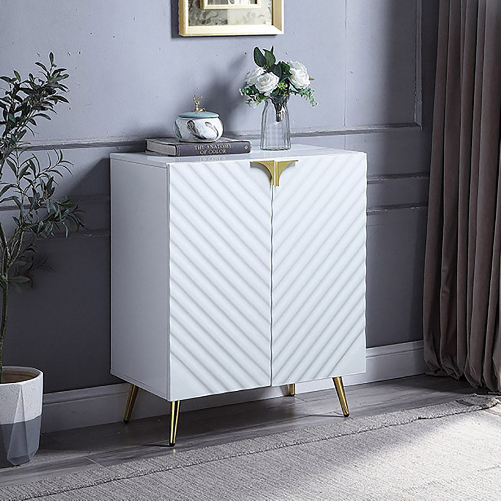 White High Gloss And Gold Console Table With