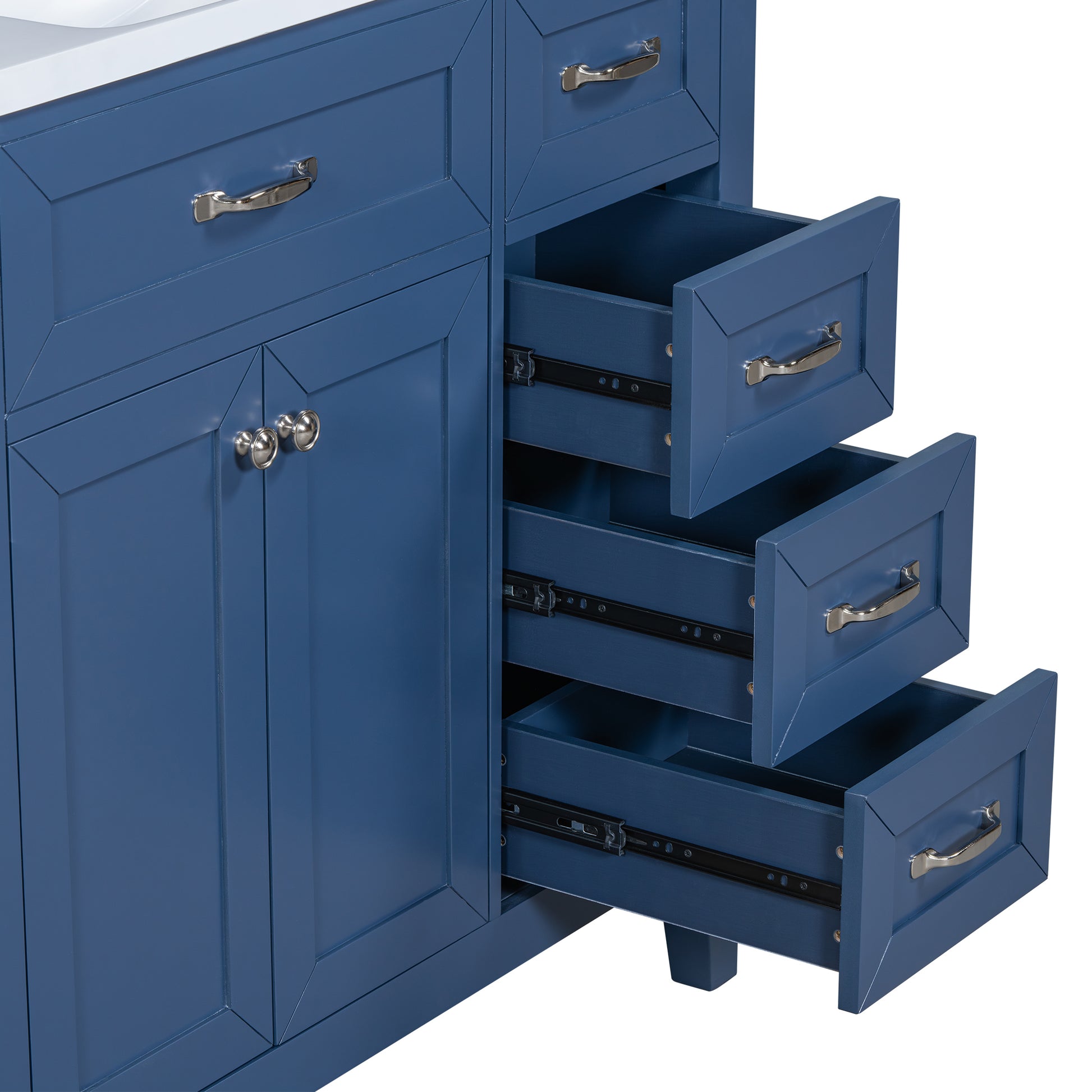 36" Bathroom Vanity With Sink Combo, Blue Bathroom Cabinet With Drawers, Solid Frame And Mdf Board Blue Solid Wood Mdf